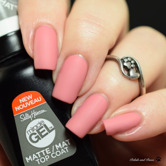 Sally Hansen Miracle Gel Matte Top Coat and Swatches Polish and Paws